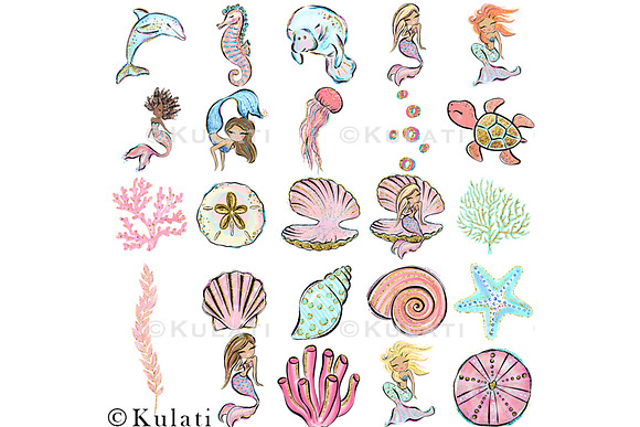 Glitter Mermaids Clip Art / Graphics in Illustrations - product preview 1