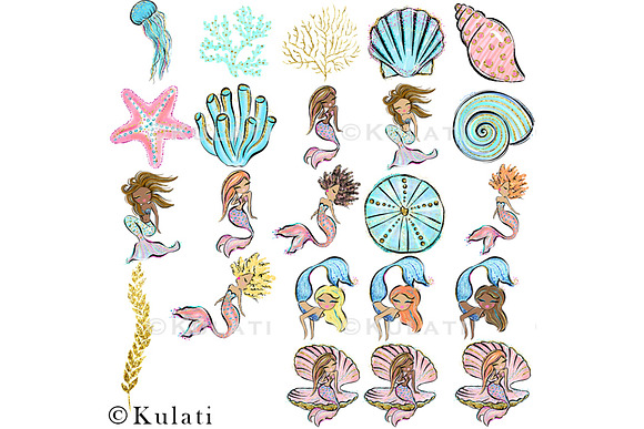 Glitter Mermaids Clip Art / Graphics in Illustrations - product preview 2