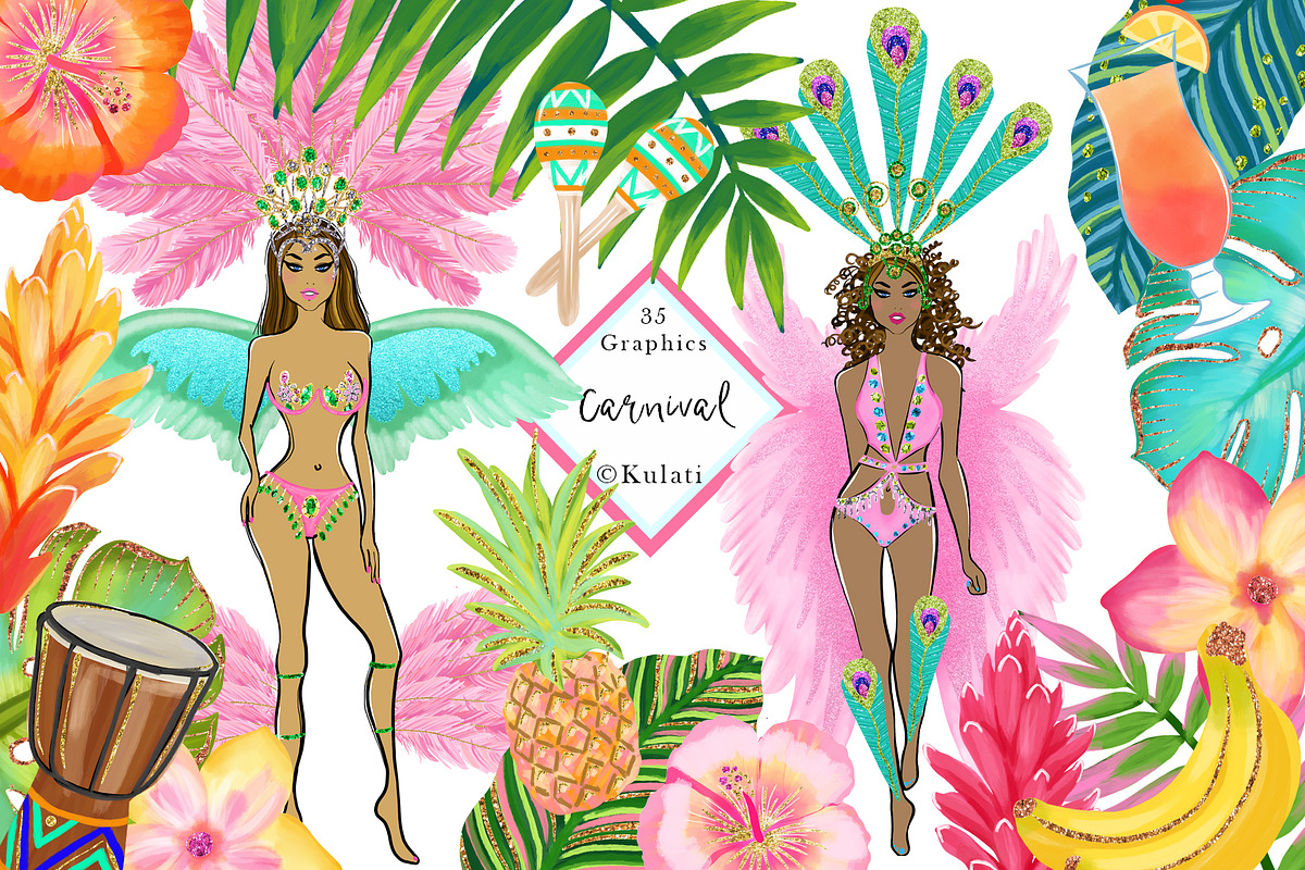 Carnival Girl Clip Art / Graphics in Illustrations - product preview 8