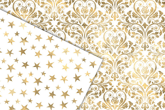 Gold and White Digital Paper in Patterns - product preview 1