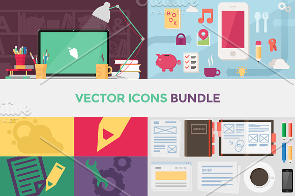 90+ Vector Flat Icons Bundle in Graphics - product preview 3