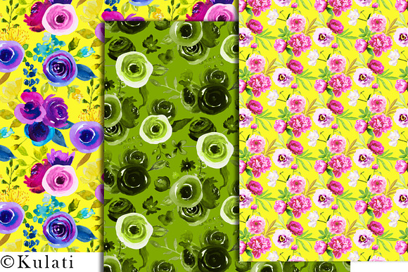 Colorful Floral Digital Papers  in Patterns - product preview 1
