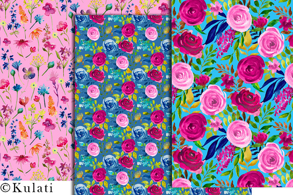 Colorful Floral Digital Papers  in Patterns - product preview 2