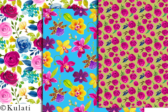 Colorful Floral Digital Papers  in Patterns - product preview 3