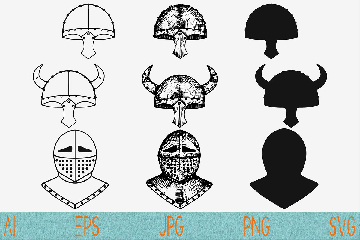 viking helmet, set vector svg png  in Objects - product preview 8