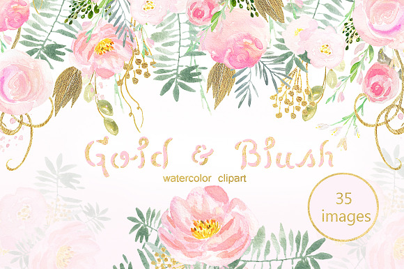 80%OFF Blush Pink watercolor BUNDLE in Illustrations - product preview 2