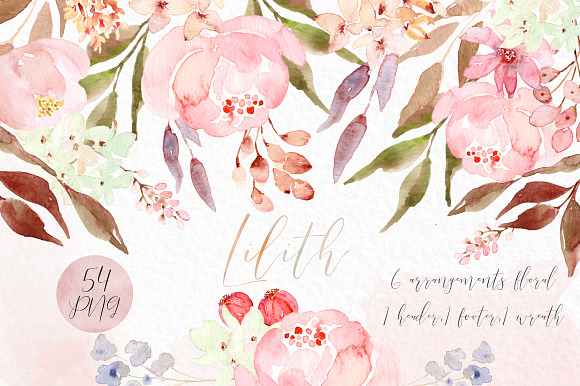 80%OFF Blush Pink watercolor BUNDLE in Illustrations - product preview 3