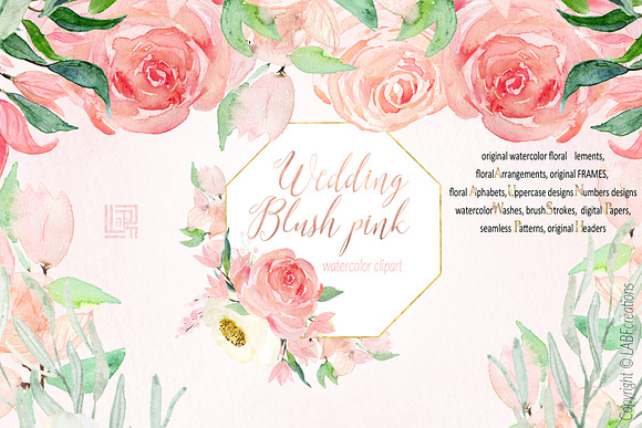 80%OFF Blush Pink watercolor BUNDLE in Illustrations - product preview 5