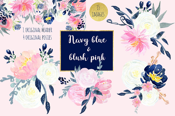 80%OFF Blush Pink watercolor BUNDLE in Illustrations - product preview 11