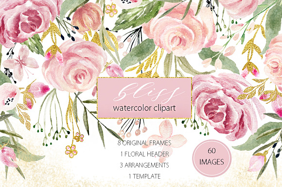 80%OFF Blush Pink watercolor BUNDLE in Illustrations - product preview 12