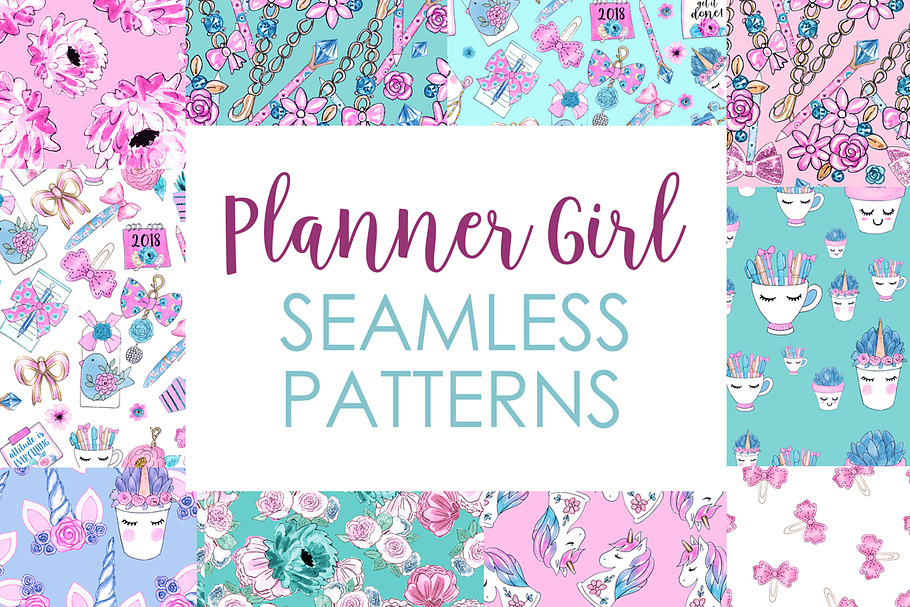 Planner seamless pattern purple