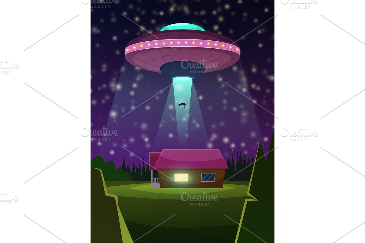 Vector background illustration of ufo in Graphics - product preview 8