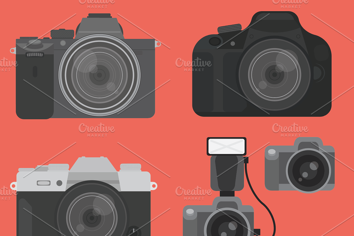 DSLR Camera Vector Illustrations in Illustrations - product preview 8