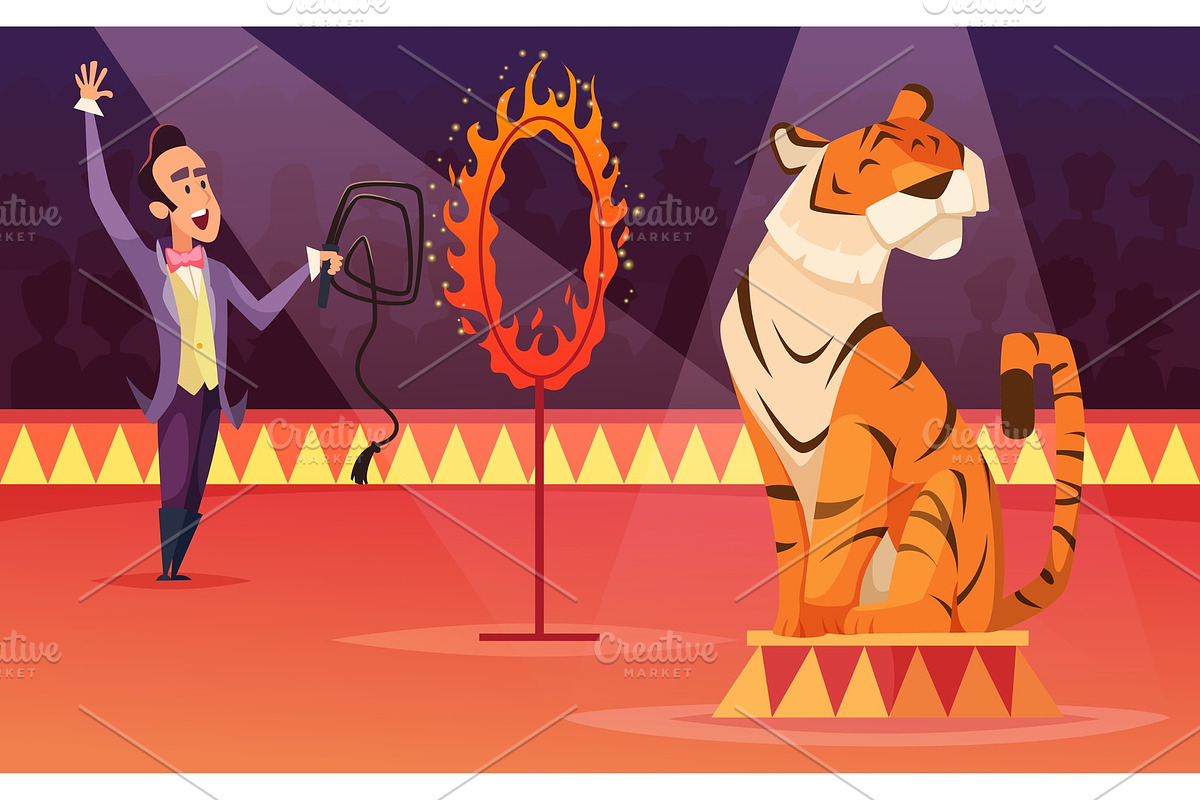 Cartoon characters of circus. Vector background illustration in Graphics - product preview 8