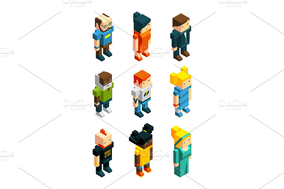 3D low poly peoples. Isometric user icons set in Graphics - product preview 8