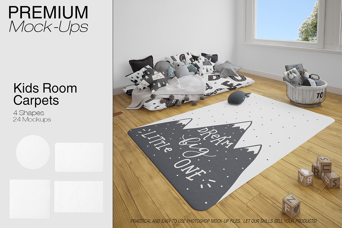 Kids Room Carpets - 4 Shapes in Product Mockups - product preview 8