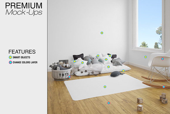 Kids Room Carpets - 4 Shapes in Product Mockups - product preview 2