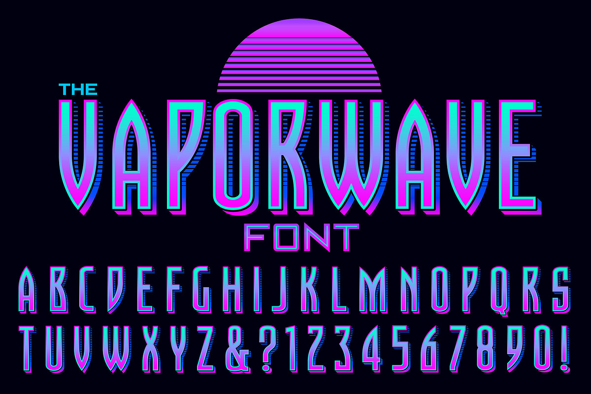 Lettering Design: Vaporwave Font in Objects - product preview 8