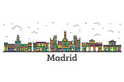 Outline Madrid Spain City Skyline