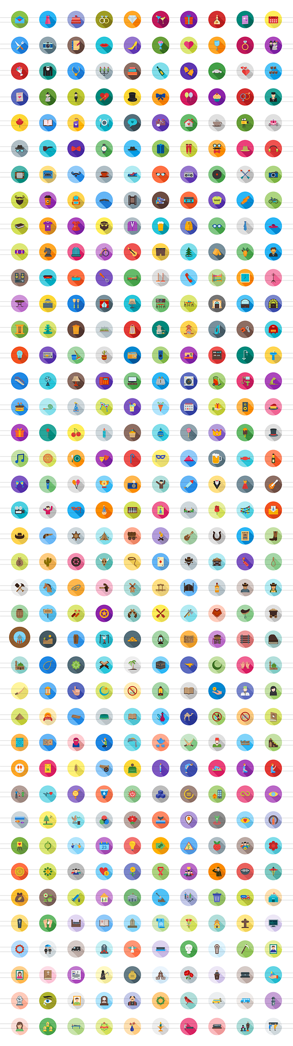 400 Lifestyle Flat Long Shadow Icons in Graphics - product preview 1