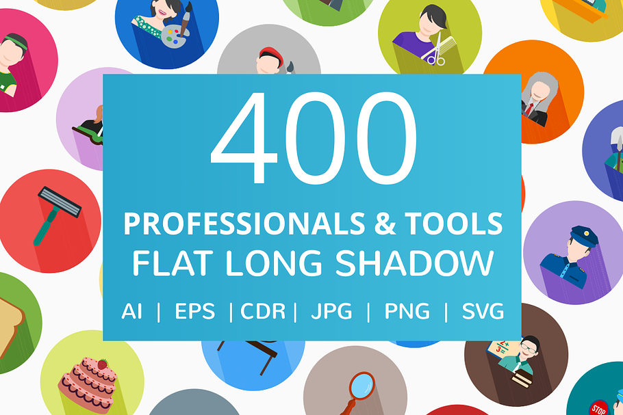 400 Professionals & Tools Flat Icons