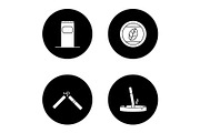 Smoking glyph icons set