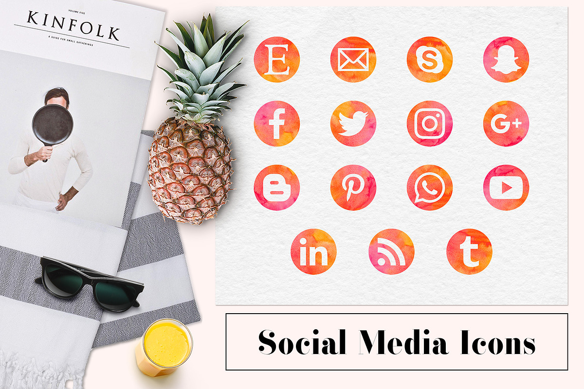 Watercolor Social Media Icons in Graphics - product preview 8