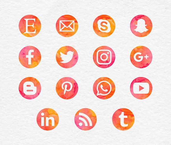 Watercolor Social Media Icons in Graphics - product preview 1