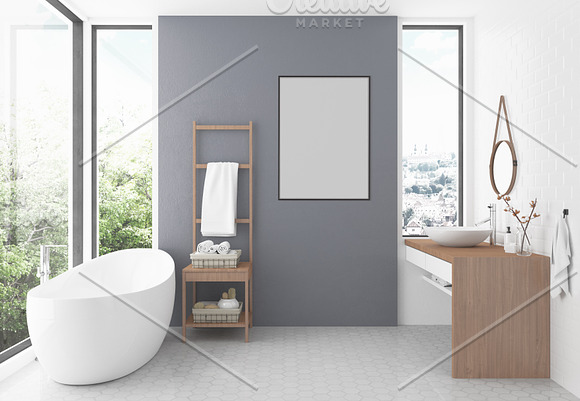 Interior mockup bathroom background in Print Mockups - product preview 1