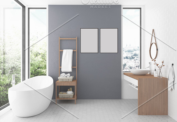 Interior mockup bathroom background in Print Mockups - product preview 2