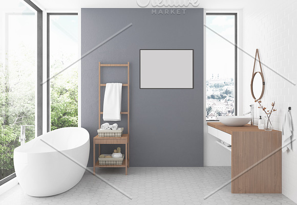 Interior mockup bathroom background in Print Mockups - product preview 3