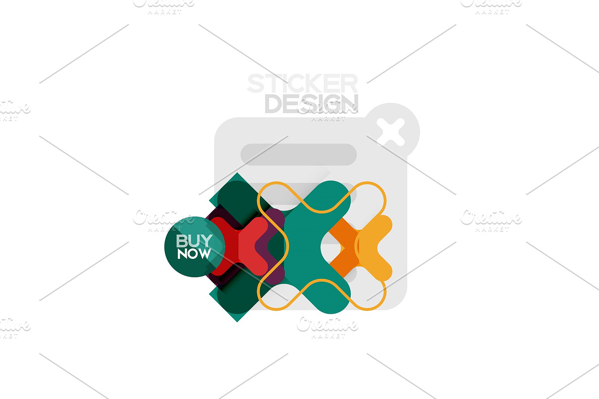 Flat Design Cross Shape Geometric Sticker Icon Paper Style Design