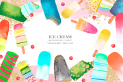 Watercolor ice cream clipart