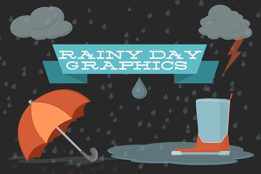 Rainy Day Vector Graphics Icons in Illustrations - product preview 8