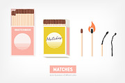 Matchbox and pair of wooden matches