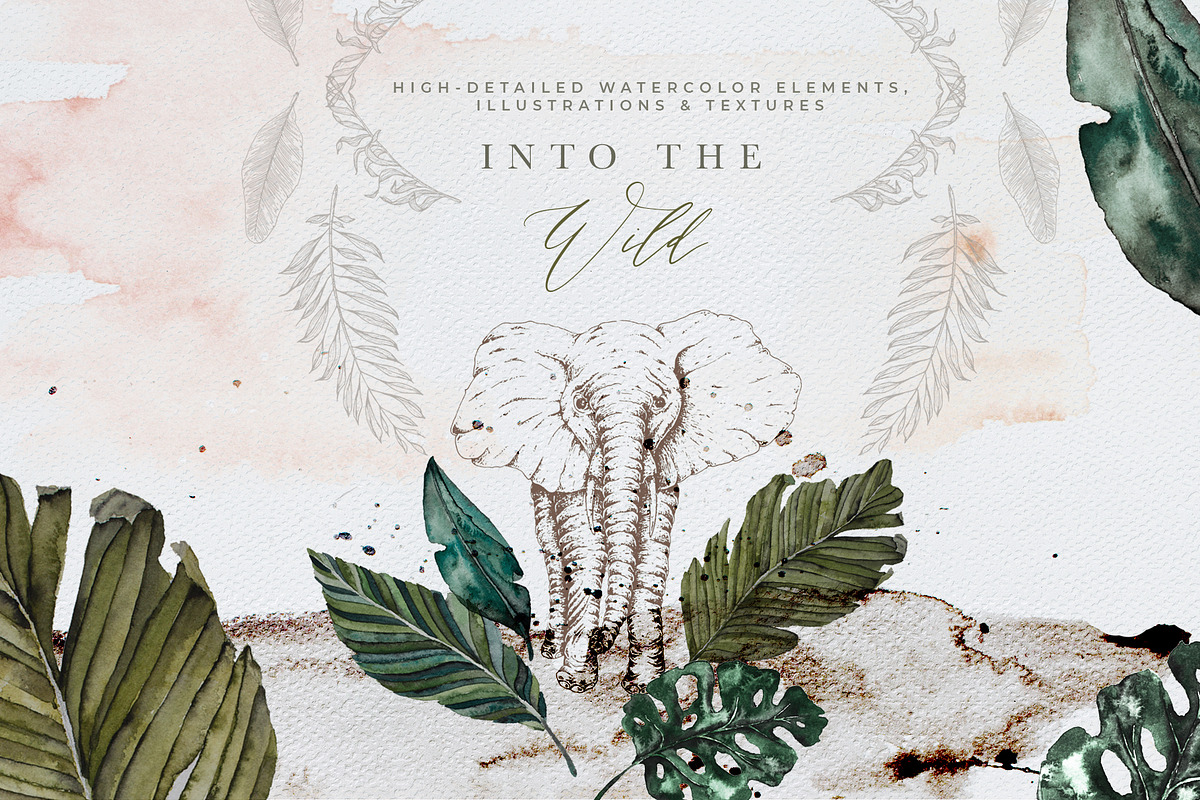 Tropical Ethno Watercolor & Patterns in Illustrations - product preview 8