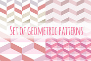 Set of pink geometric patterns