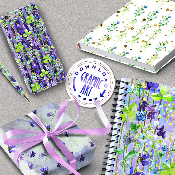 Violets Seamless Pattern  in Patterns - product preview 3