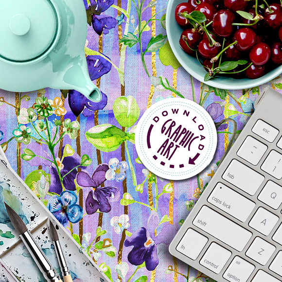 Violets Seamless Pattern  in Patterns - product preview 4