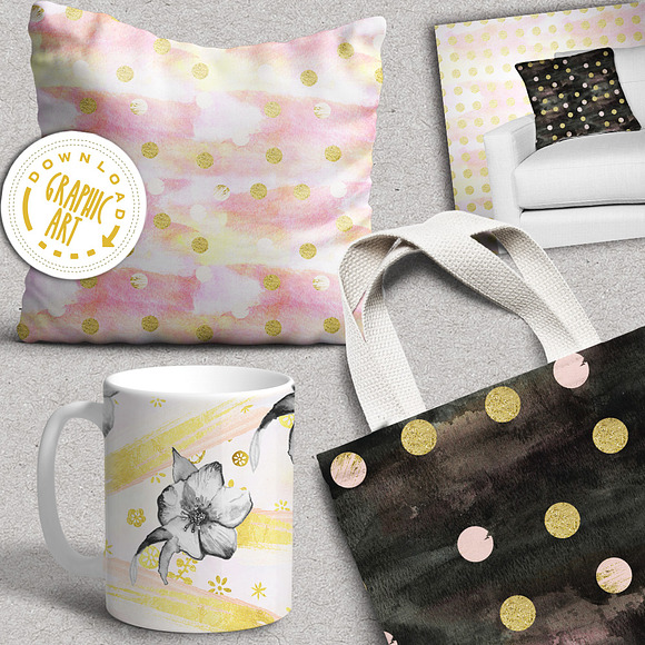 Seamless Gold Dots Pattern  in Patterns - product preview 1