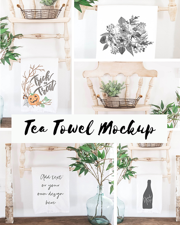 Rustic White Tea Towel Mockup in Templates - product preview 6