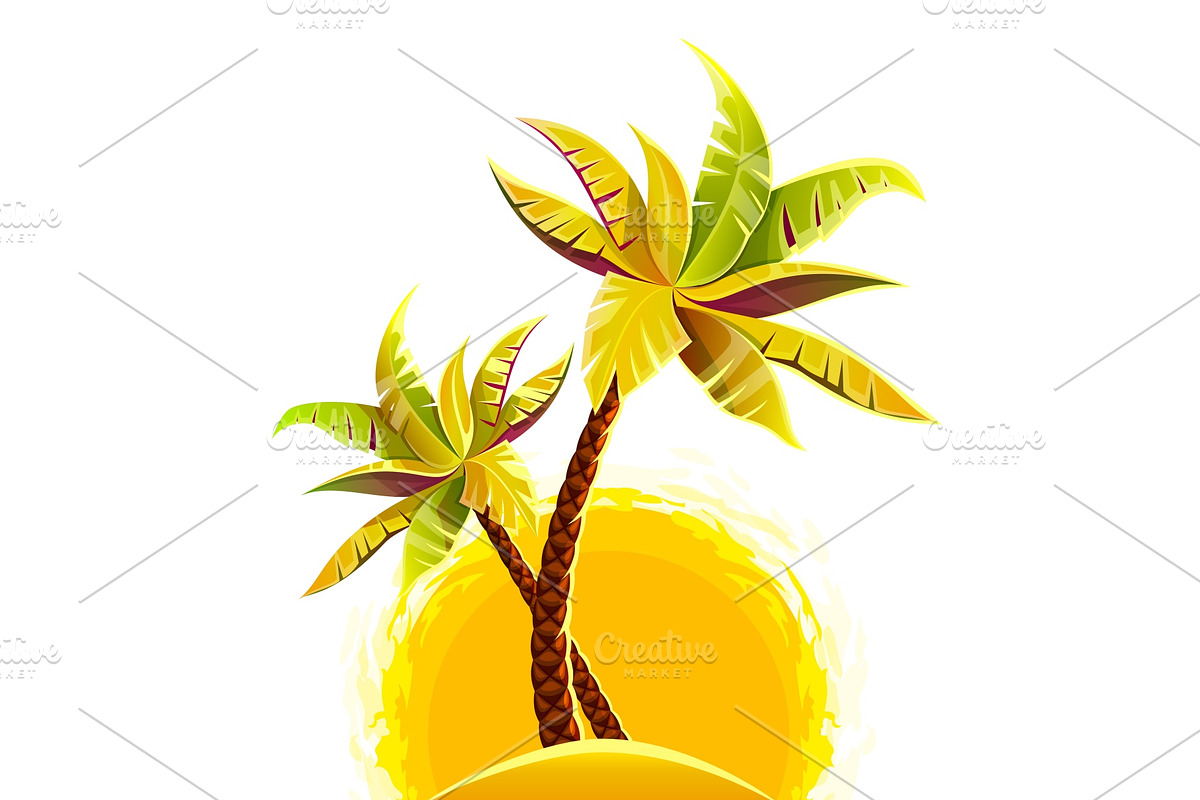 Coconut palm trees on sand island in Illustrations - product preview 8