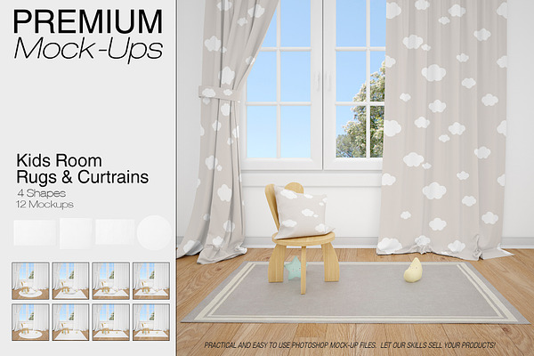 Nursery Rugs & Curtains Mockup Set