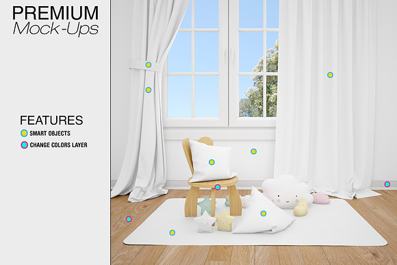 Nursery Rugs & Curtains Mockup Set in Product Mockups - product preview 2