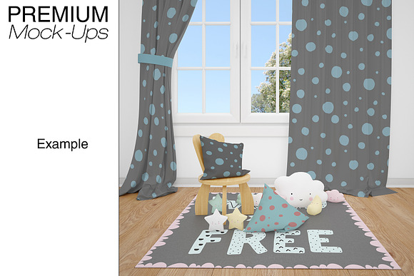 Nursery Rugs & Curtains Mockup Set in Product Mockups - product preview 13