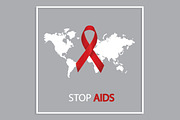 illustration of red AIDS ribbon