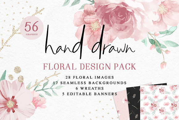 Hand Drawn Floral Graphics Pack in Illustrations - product preview 2