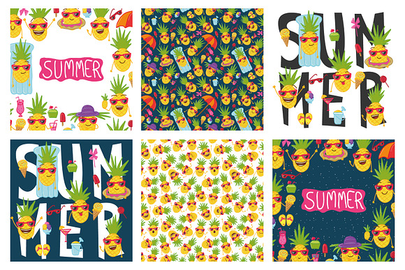 Doodle pineapples on vacation bundle in Objects - product preview 2