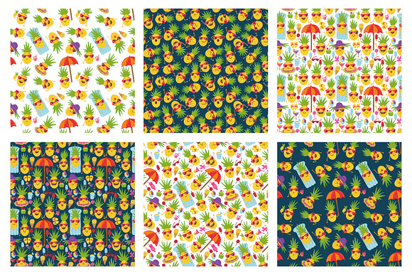 Doodle pineapples on vacation bundle in Objects - product preview 3