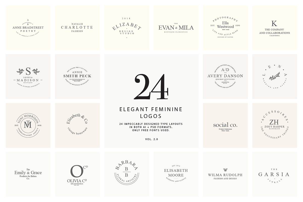 24 elegant feminine logos vol. 2.0 in Logo Templates - product preview 8